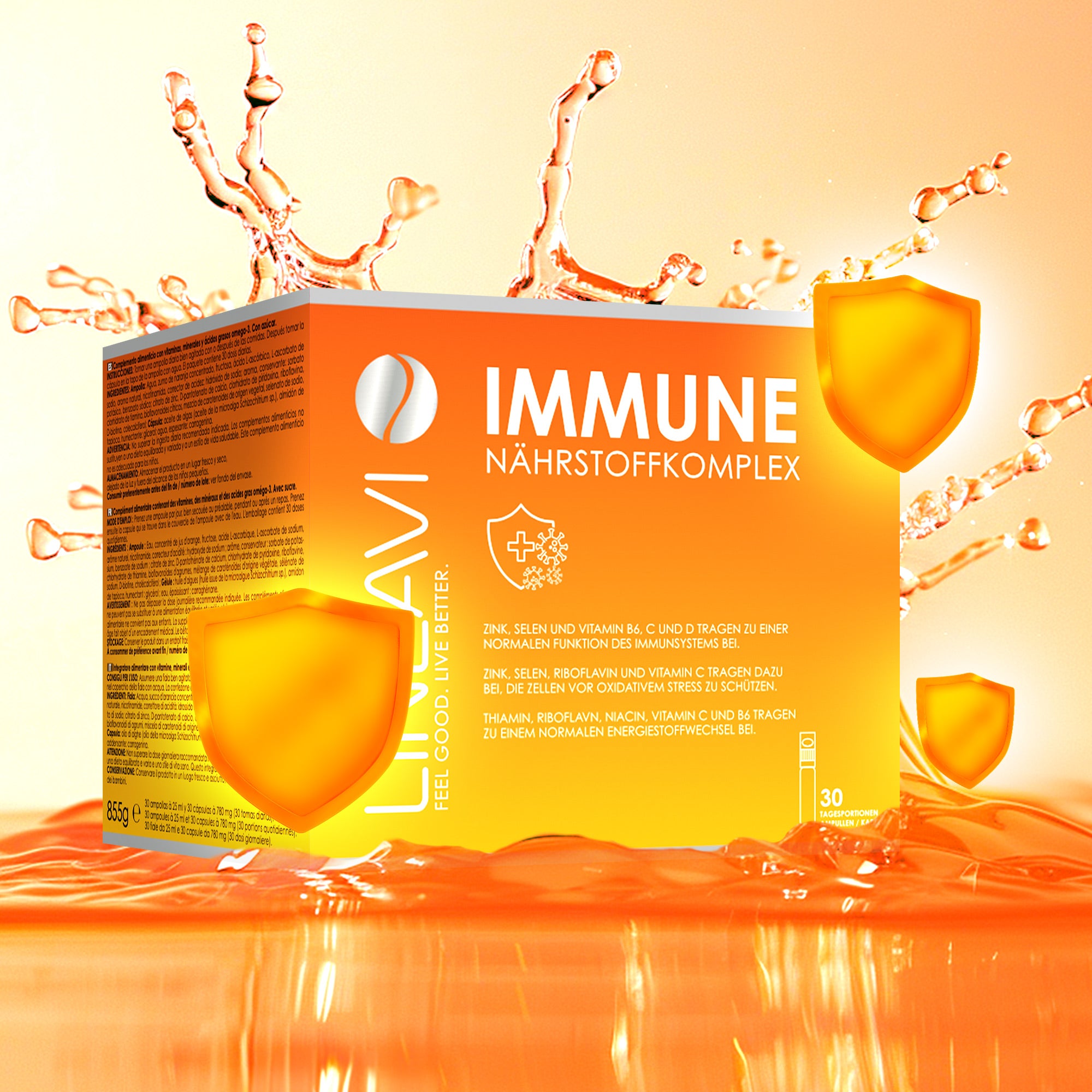 Immun 2-Monatspackung (2x30x25ml Trinkfläschchen + 2x30 Omega 3 Kapseln)