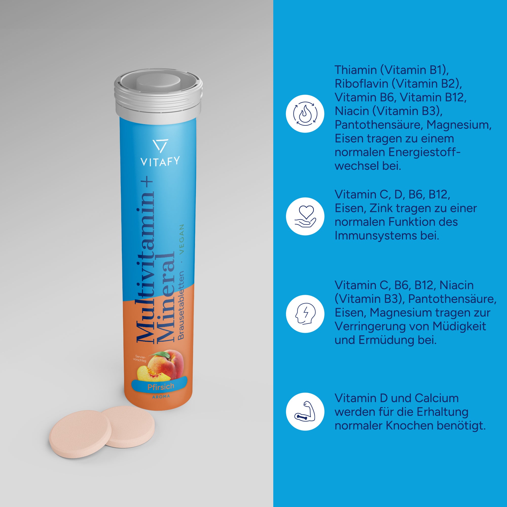 Multivitamin + Mineral - Pfirsich (20 Brausetabletten)
