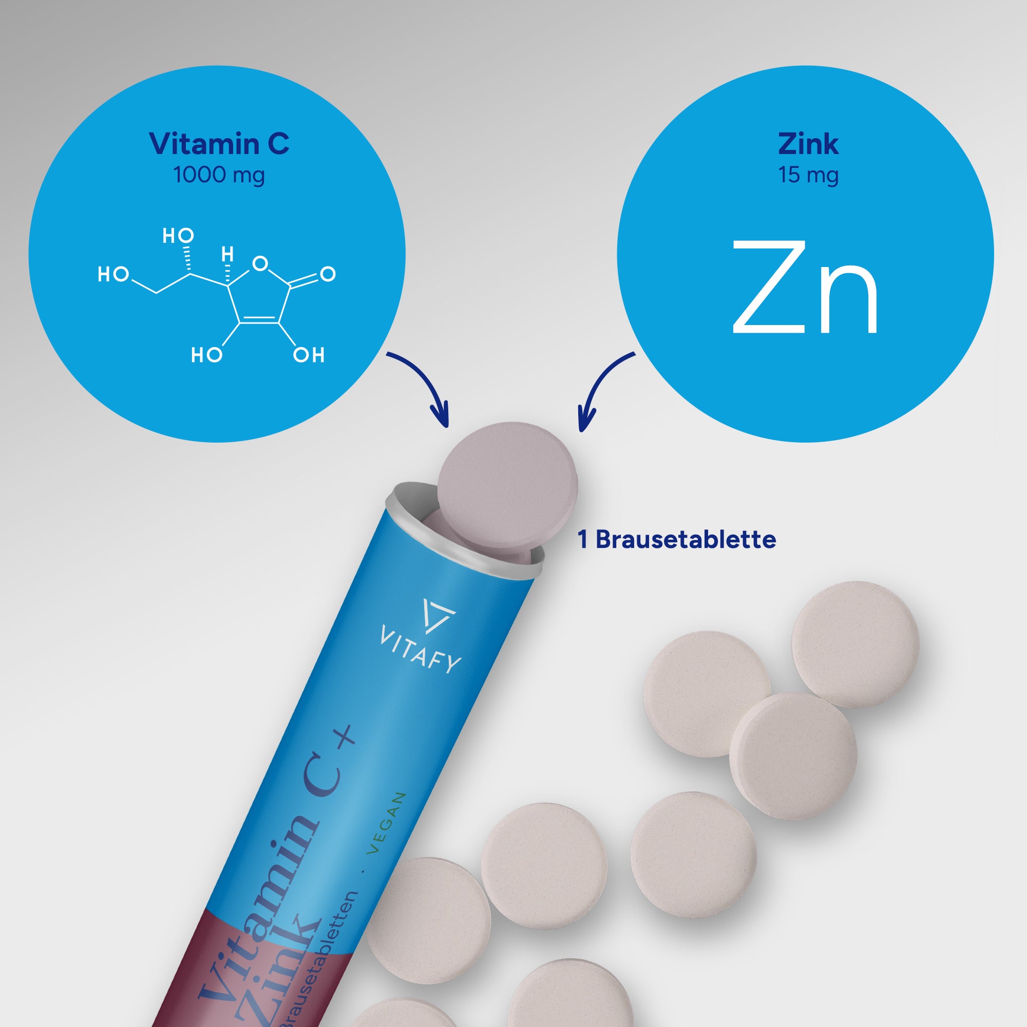 Vitamin C + Zink - Cassis (20 Brausetabletten)