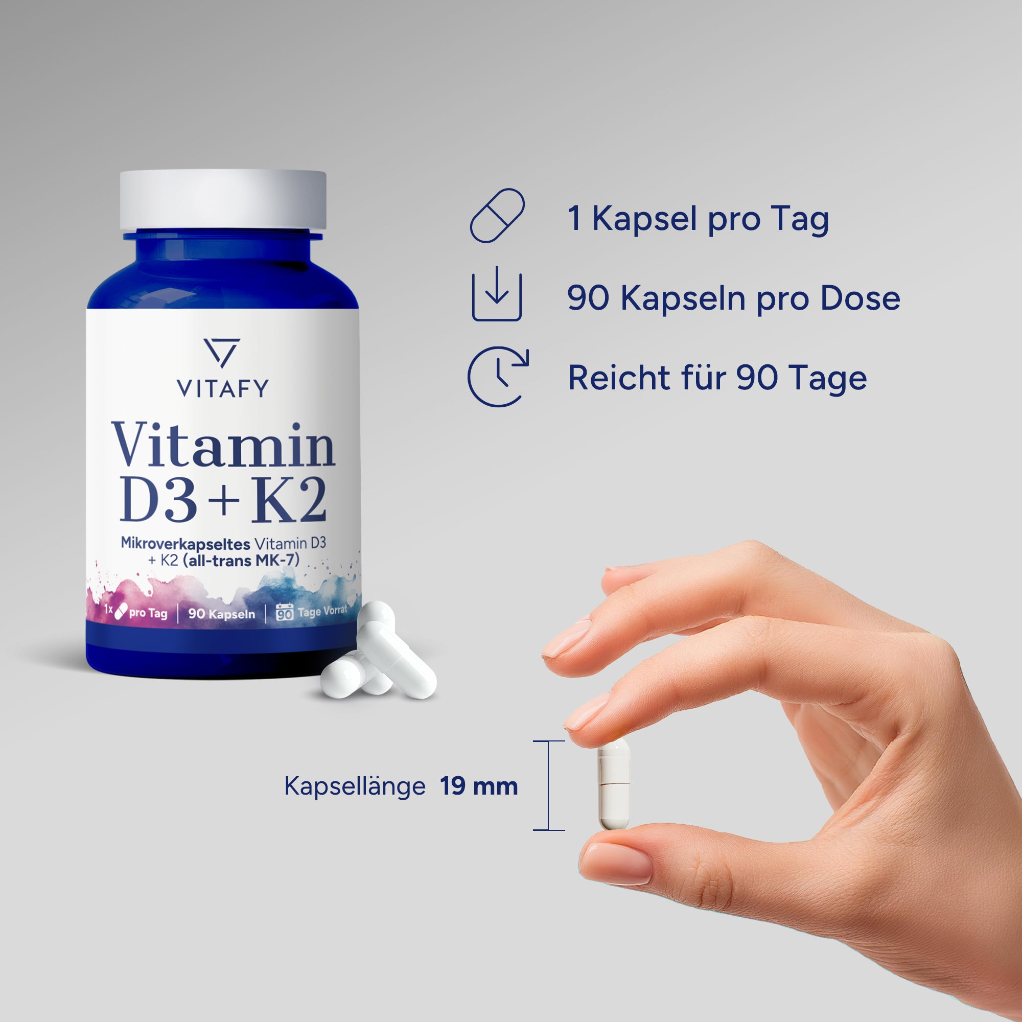 Vitamin D3+K2 (90 Kapseln)