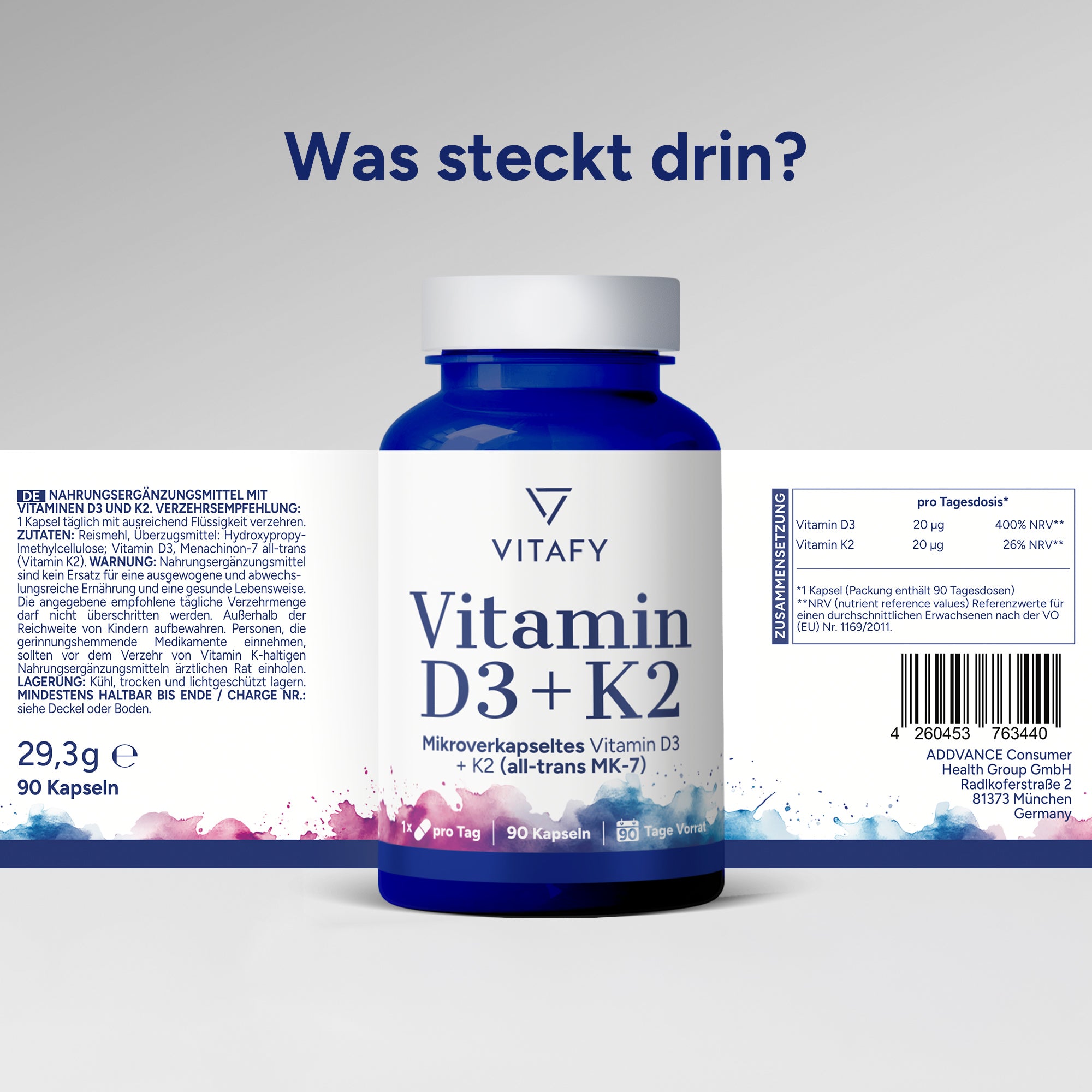 Vitamin D3+K2 (90 Kapseln)