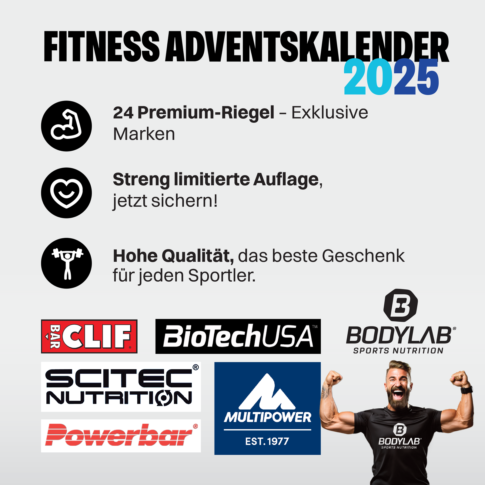 Unser Bodylab Riegel Adventskalender im Doppelpack