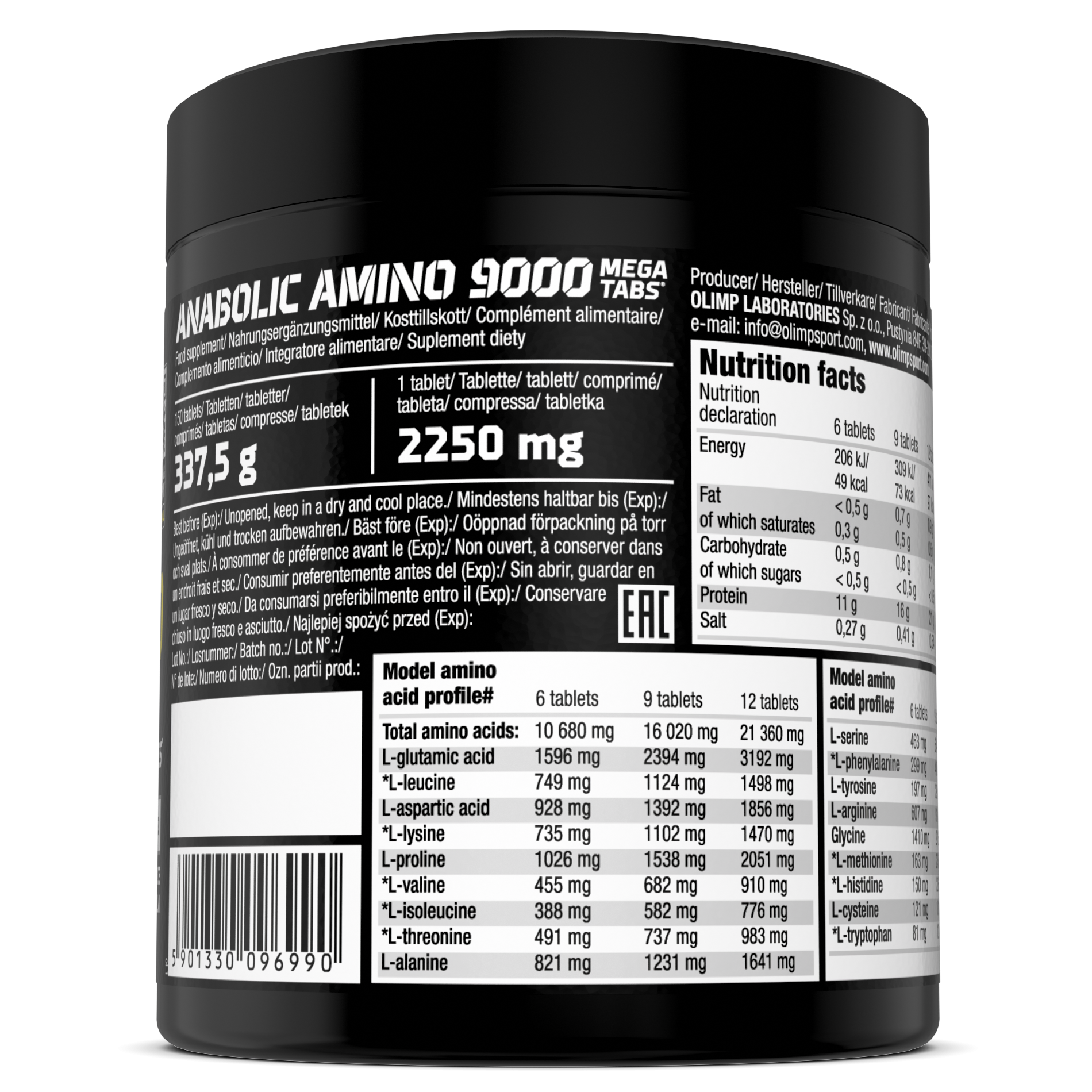 Anabolic Amino 9000 Mega Tabs (150 Tabletten)
