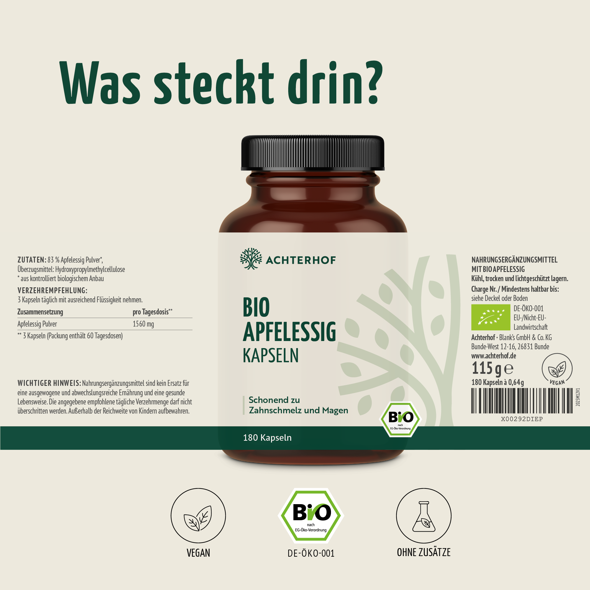 Bio Apfelessig Kapseln (180 Kapseln)