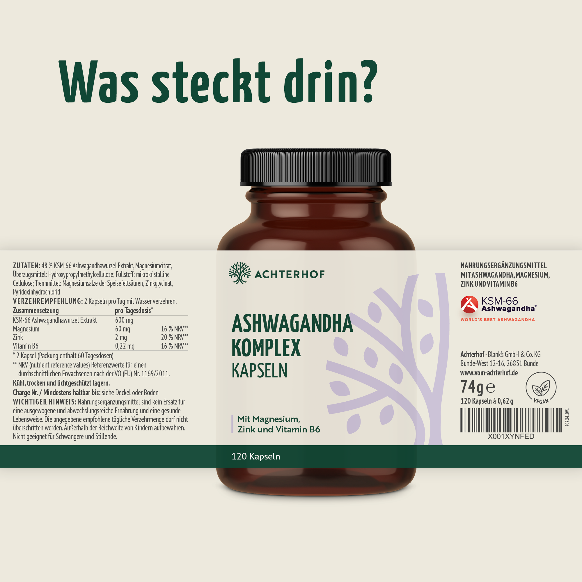 Mind & Body Support Ashwagandha Komplex (120 Kapseln)