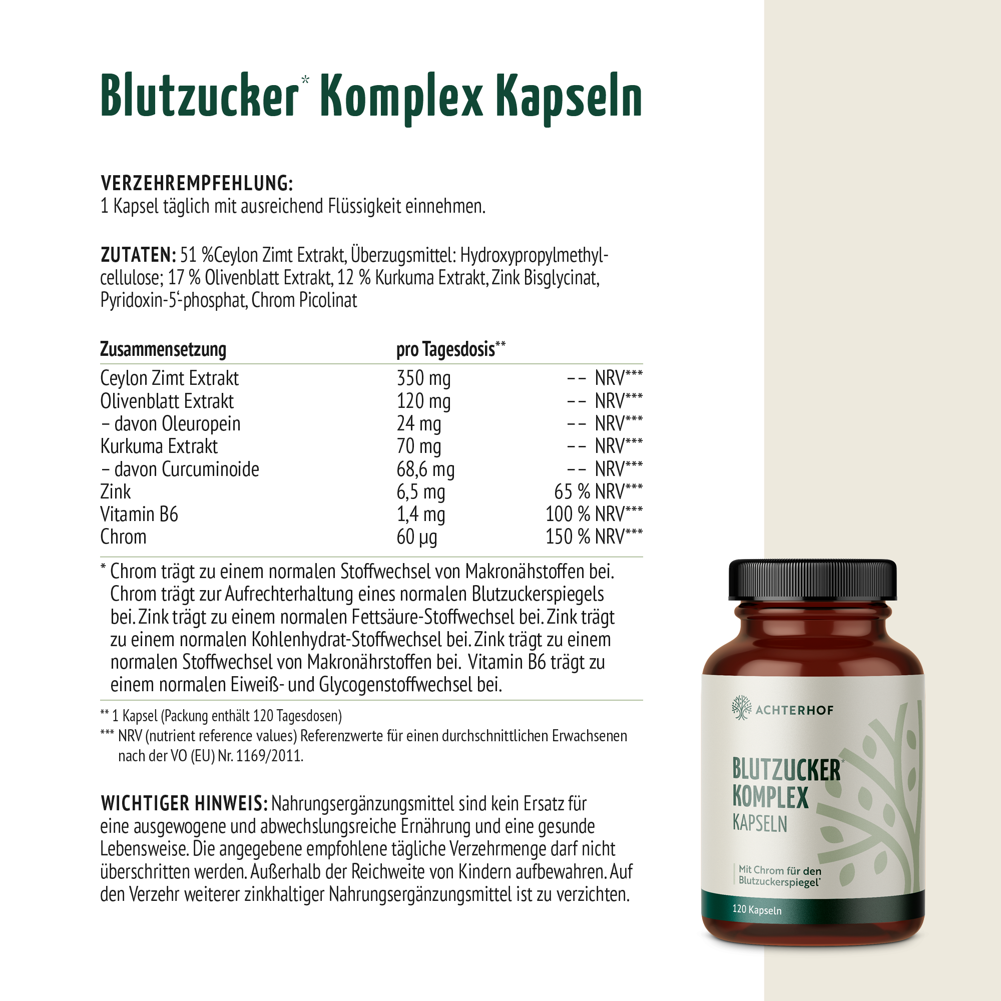 Blutzucker Komplex Kapseln (120 Kapseln)