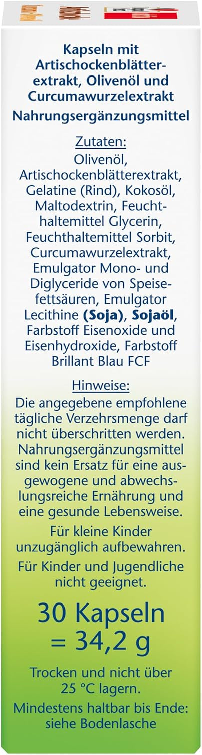 Artischocke + Curcuma + Olivenöl (30 Kapseln)