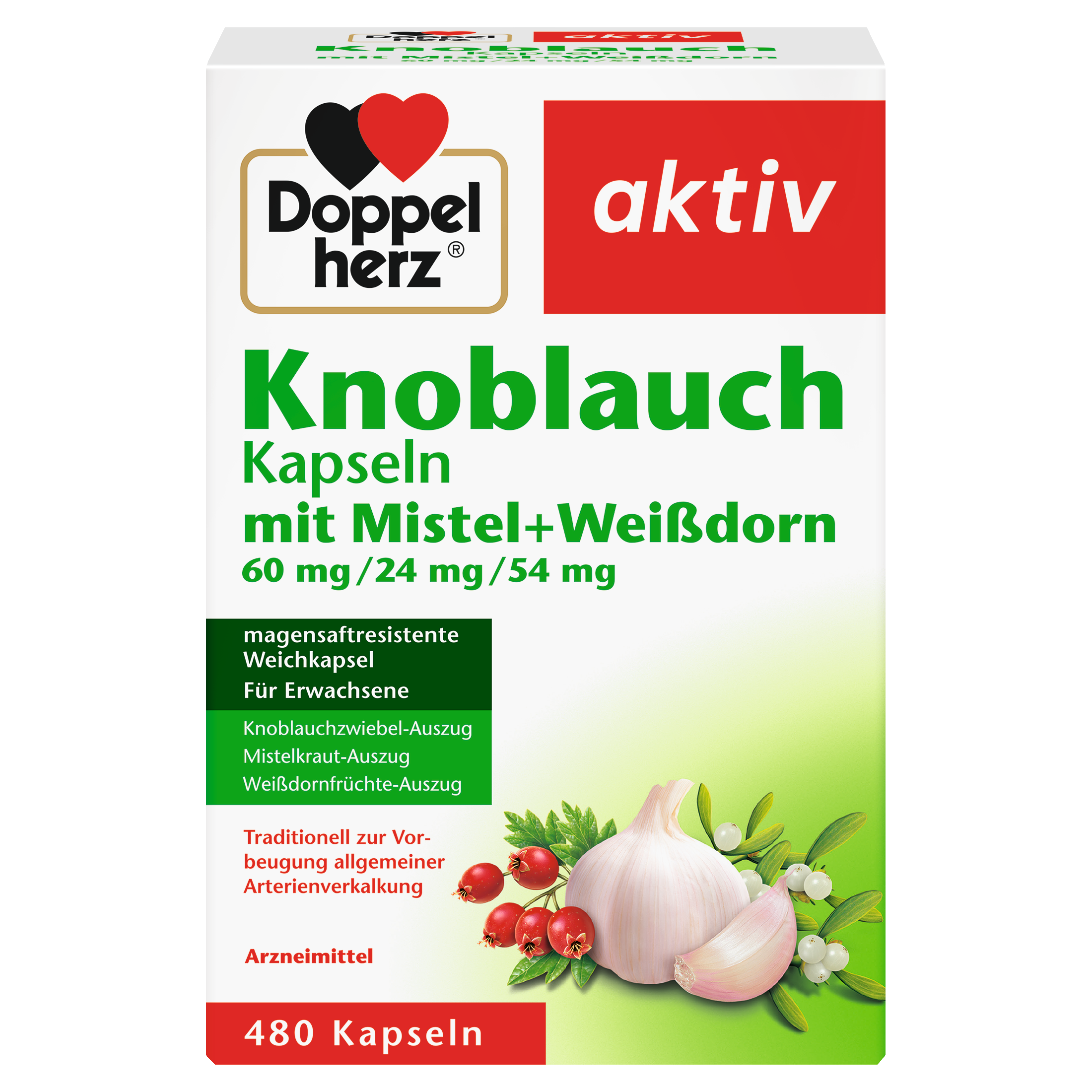 Knoblauch Kapseln mit Misteln + Weißdorn (480 Kapseln)