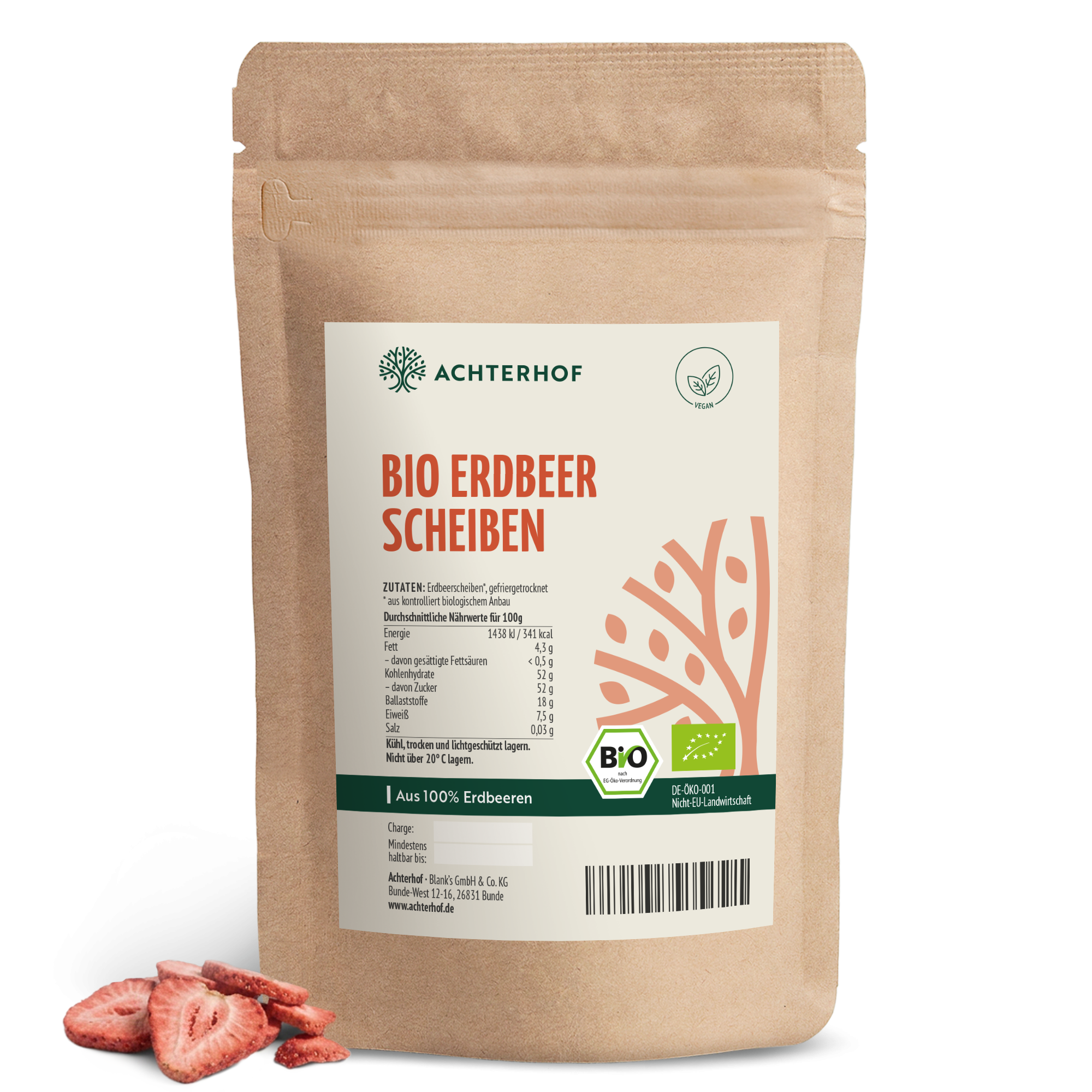 Bio Erdbeerscheiben gefriergetrocknet (100g)