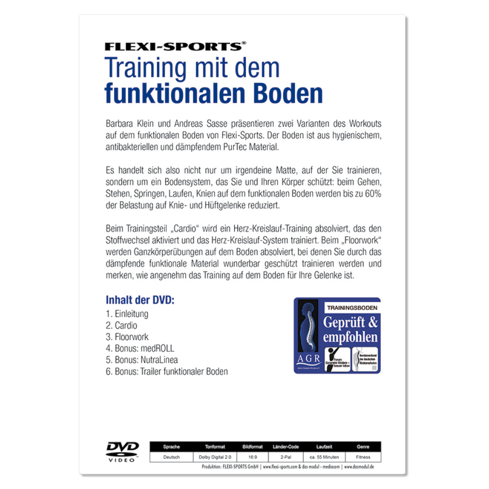 Functional Training Bodenmatte Grau 91 cm x 91 cm + Übungs-DVD "Training mit dem Funktionalem Boden"