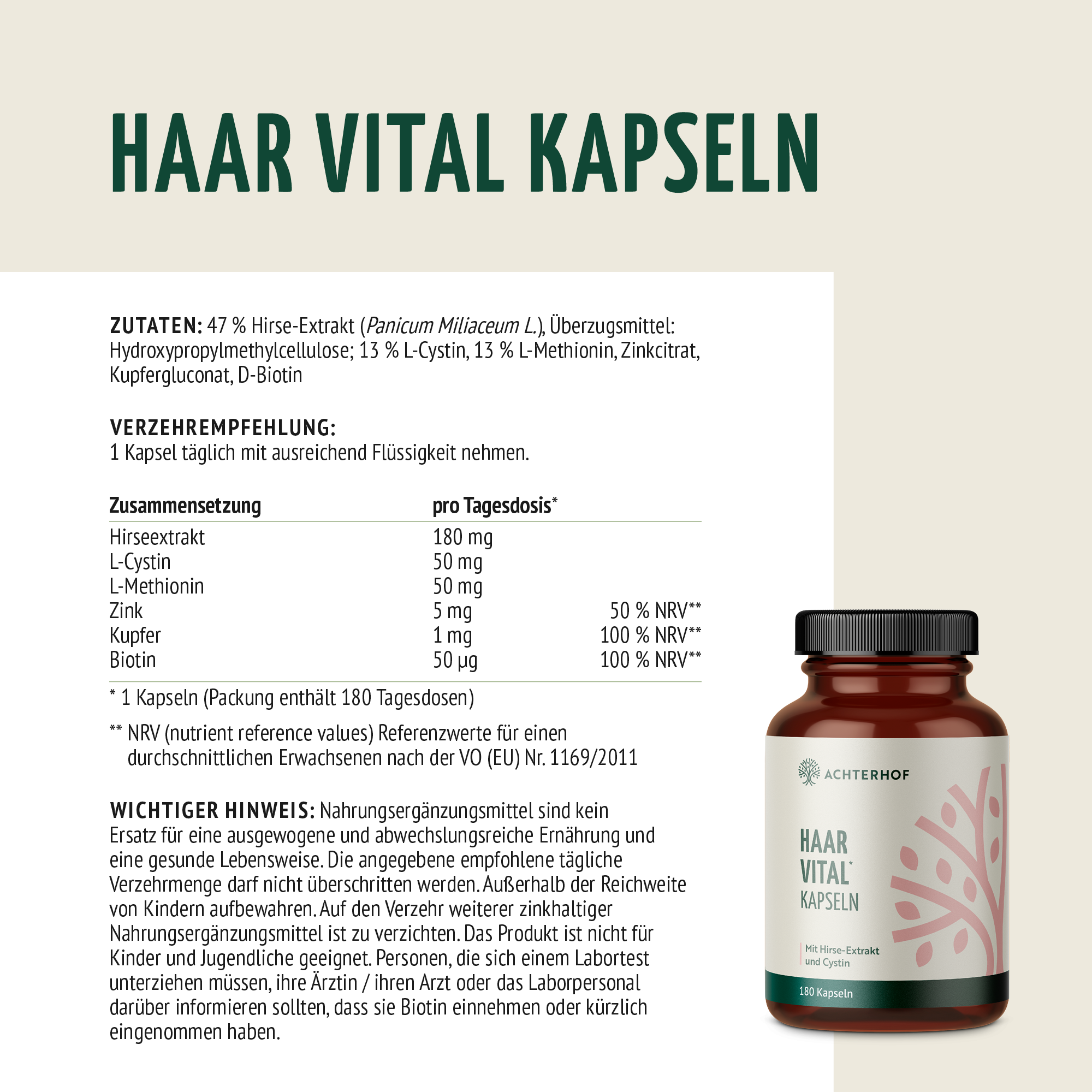 Haar Vital Kapseln (180 Kapseln)