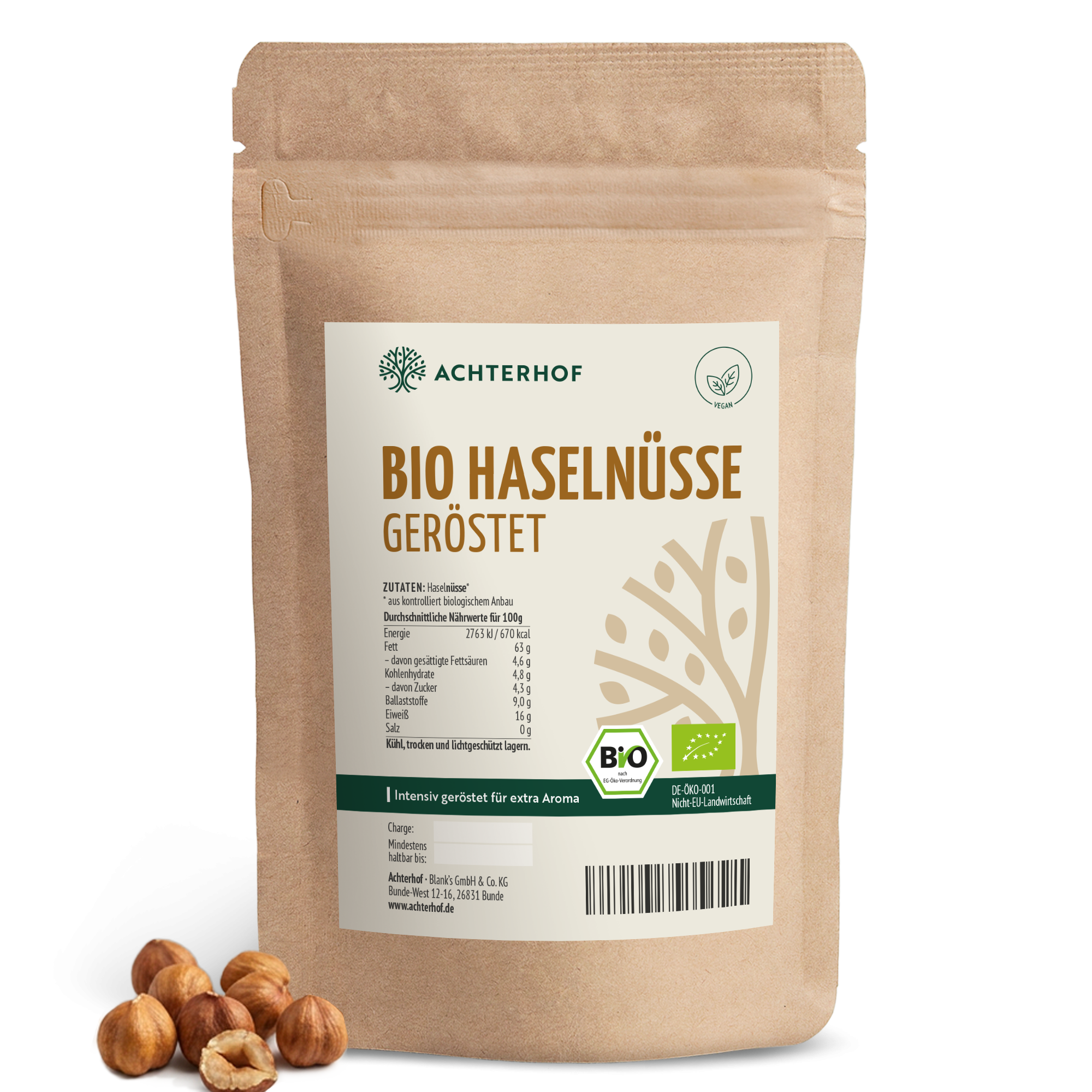 Bio Haselnüsse geröstet (250g)