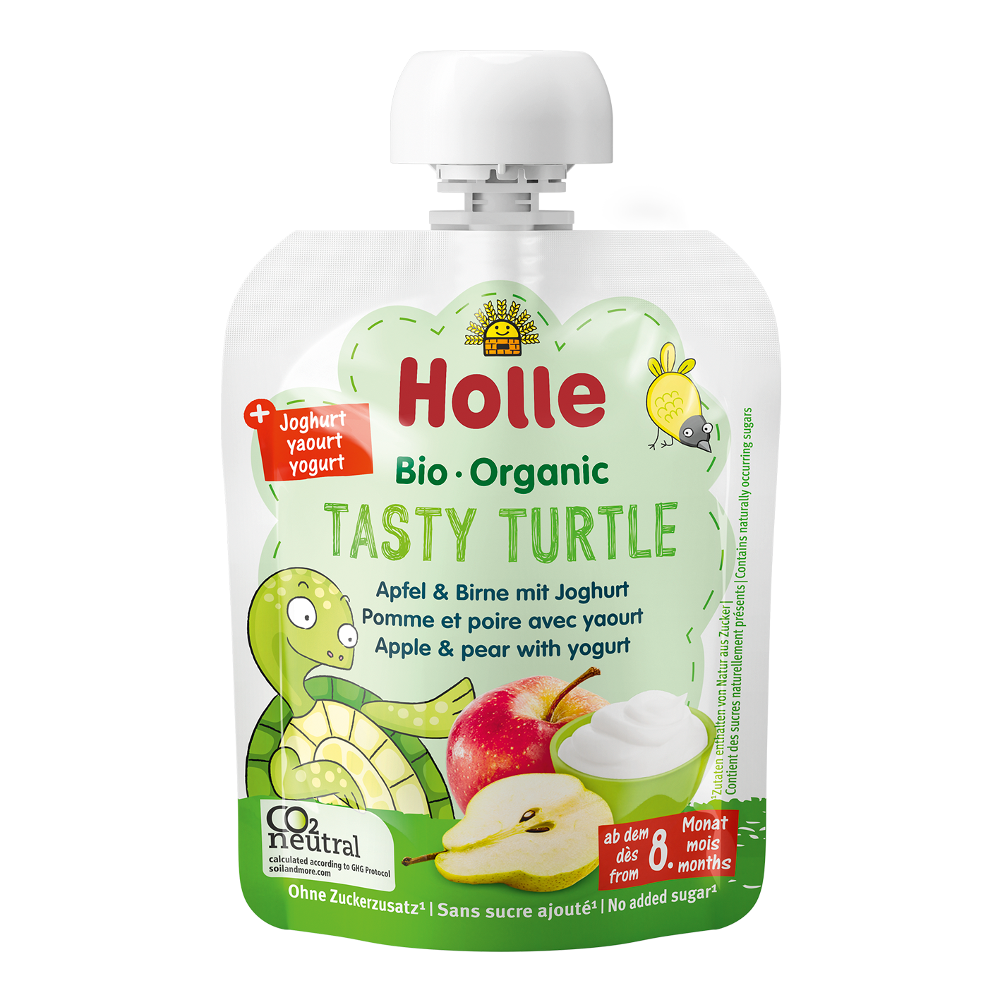 Bio Tasty Turtle - Pouchy Apfel & Birne mit Joghurt ab dem 8. Monat (85g)