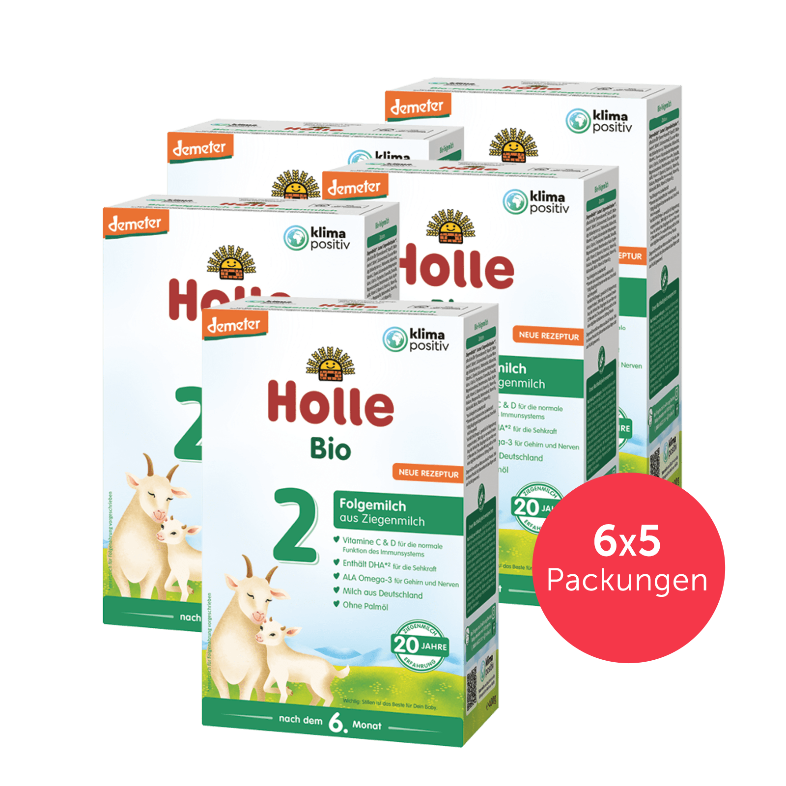 6er Pack Demeter Folgemilch 2 auf Ziegenmilchbasis - 5x400g - nach dem 6. Monat