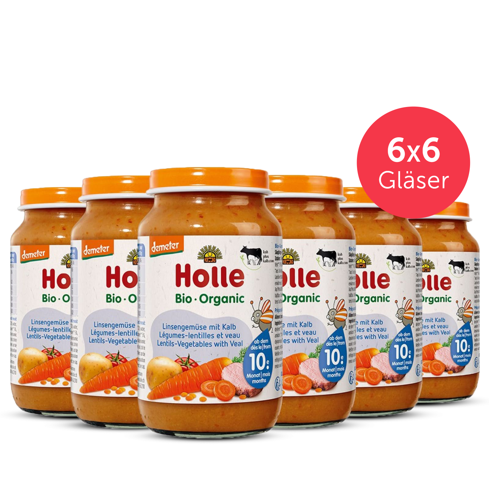 6er Pack Linsengemüse mit Kalb - 6x220g - Demeter ab dem 10. Monat