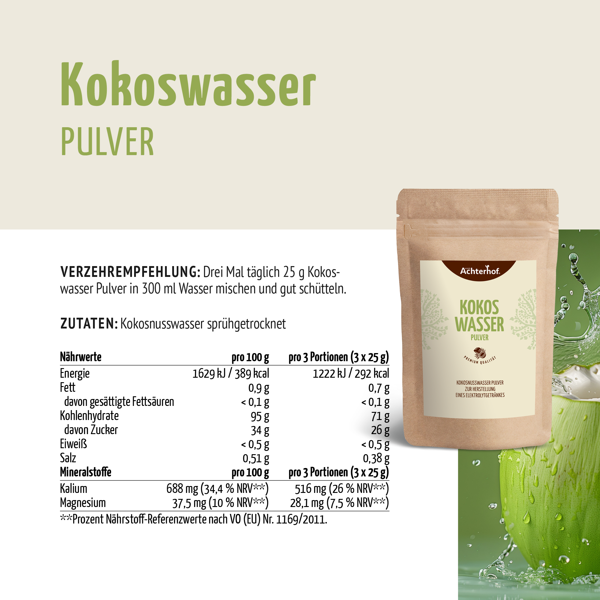 Kokoswasser Pulver (1000g)