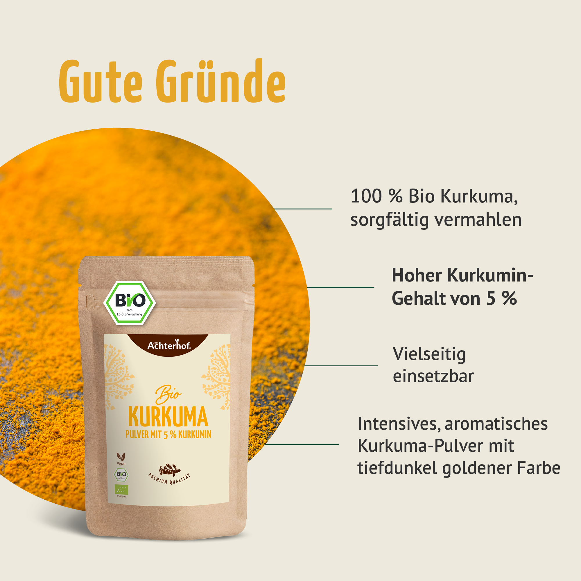 Bio Kurkuma Pulver 5% Curcumin (500g)