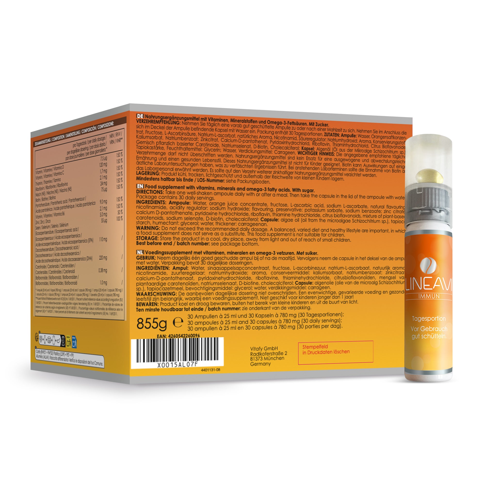 Immun 3-Monatspackung (3x30x25ml Trinkfläschchen + 3x30 Omega 3 Kapseln)