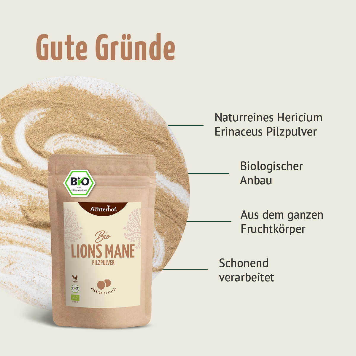 Bio Lions Mane Pilzpulver (250g)