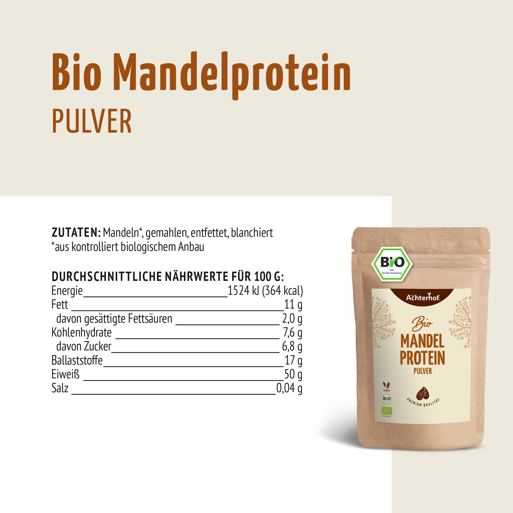 Bio Mandelprotein Pulver (250g)