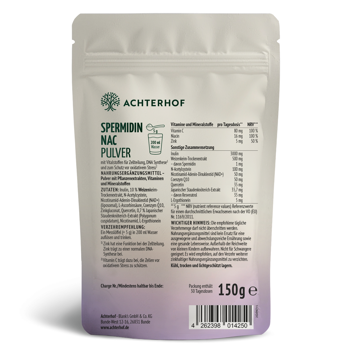 Spermidin NAC Pulver (150g)