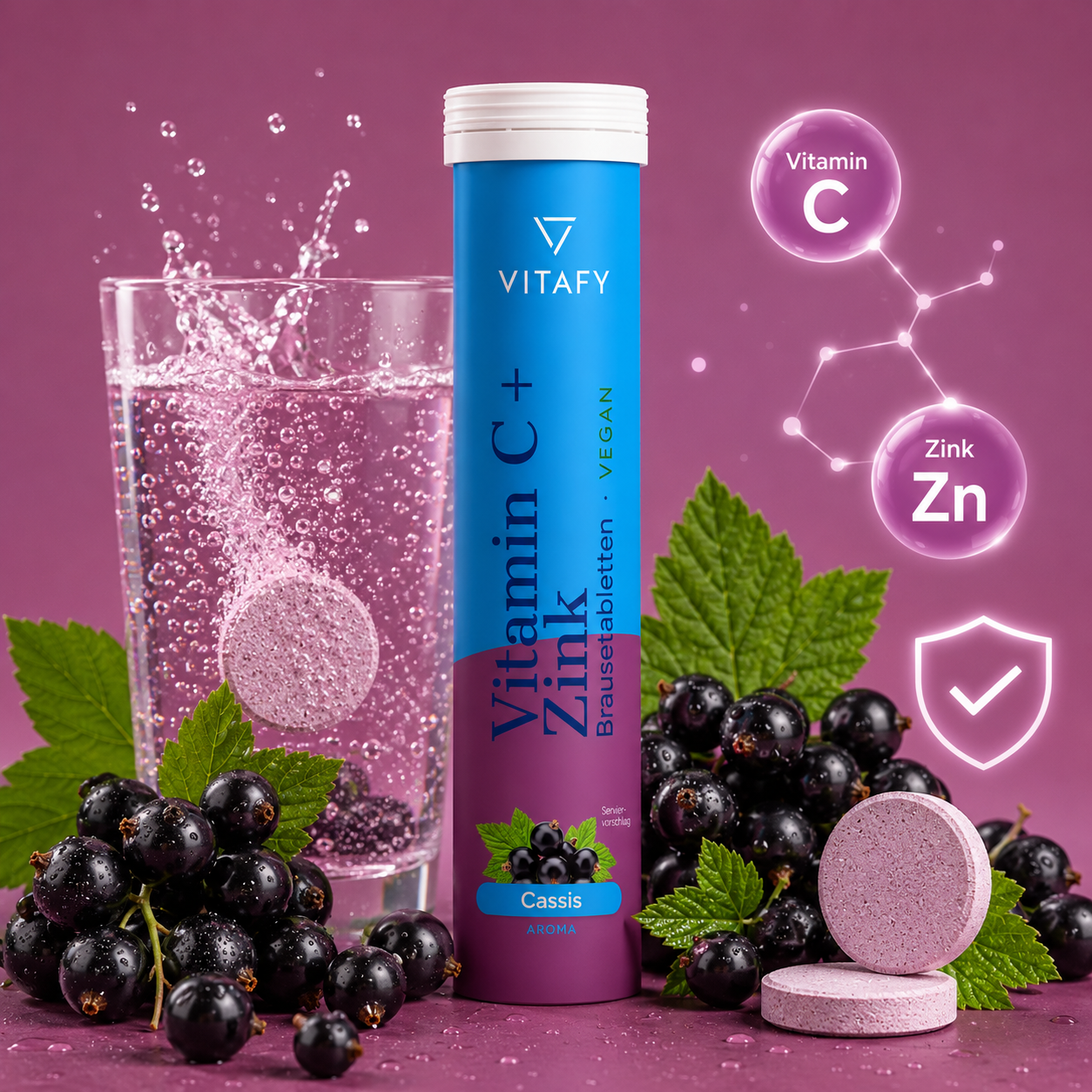 Vitamin C + Zink - Cassis (20 Brausetabletten) - 6er Pack