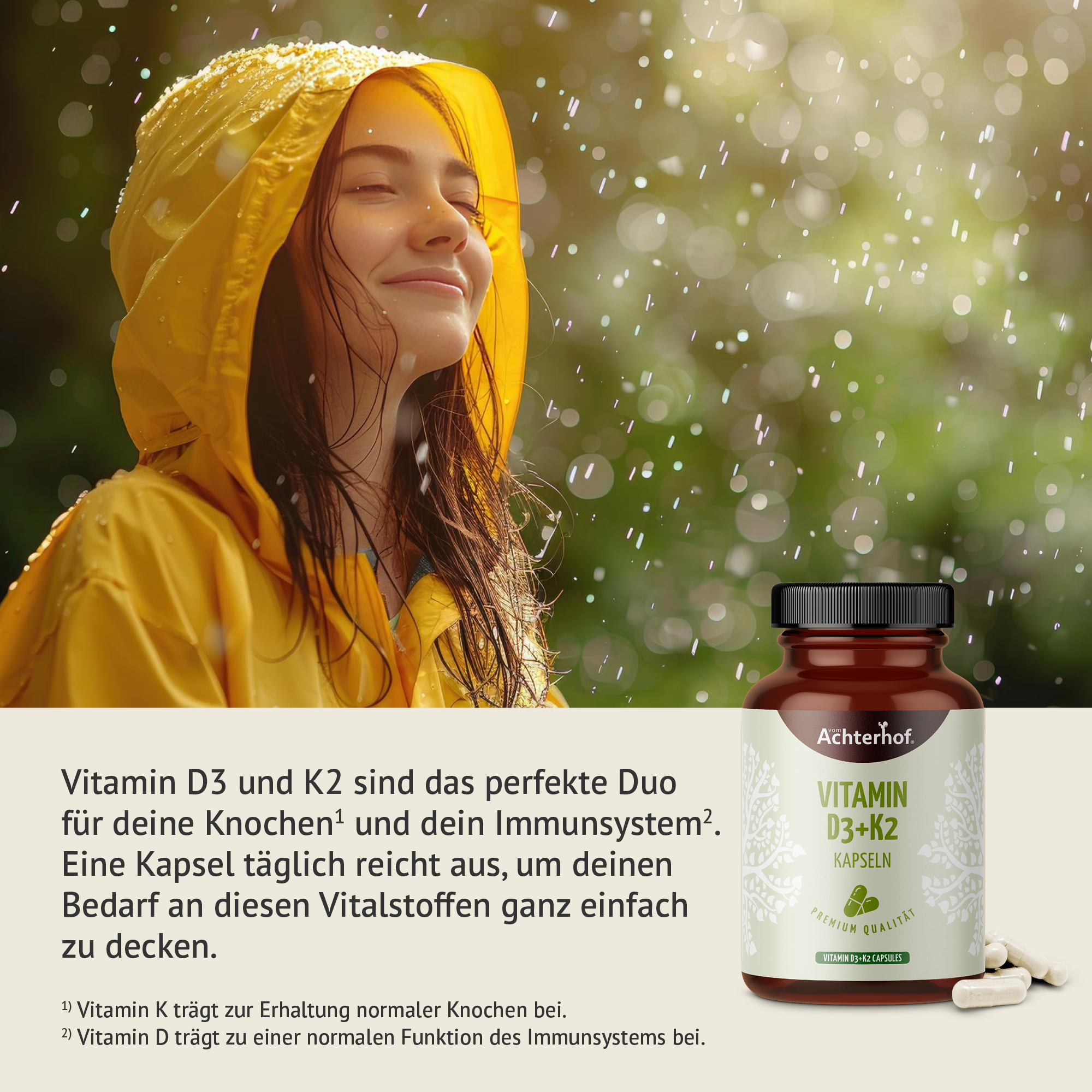 Vitamin D3+K2 Kapseln (180 Kapseln)